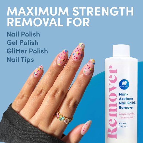 Ella+mila Non-Acetone Nail Polish Remover - Gentle, Nourishing Vegan Formula - 8oz