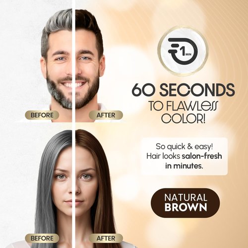Herbishh 1-Minute Korean Hair Dye Cream - Ammonia-Free Natural Brown for Gray Coverage | 2.03 fl oz Each