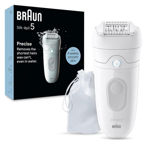 Braun Silk-épil 5 Epilator - Women's Hair Removal Device, Wet & Dry Use, Includes Skin Contact Cap, Grey