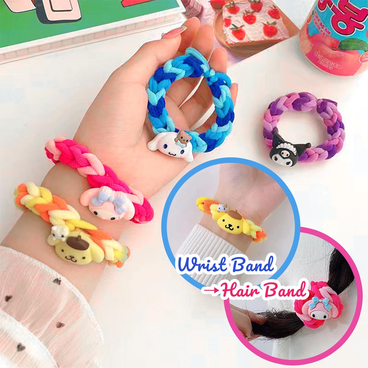 Kawaii Hair Accessories Set, Includes Headband, Hair Clips, Hair Scrunchies, Hair Ties, Cute Hair Clips Set for Girls Kids Gifts