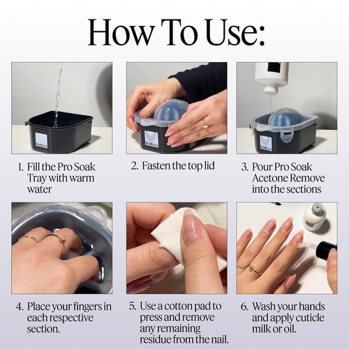 Nailboo 100% Acetone Nail Polish Remover - Gel Polish & Dip Powder Removal | 16 Fl Oz Soak Bowl