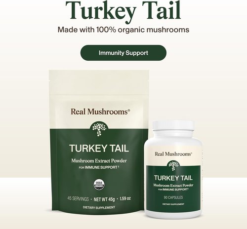Real Mushrooms Turkey Tail Capsules - Organic Mushroom Extract for Daily Wellness | Vegan, Non-GMO, 90 Count