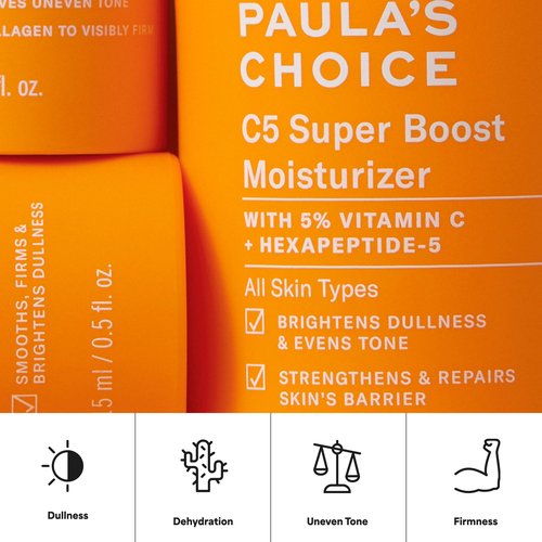 Paula's Choice C5 Super Boost Face Moisturizer with 5% Vitamin C & Squalane, Daily Face Lotion for Discoloration, Uneven Tone, Fine Lines & Breakout-Prone Skin, Fragrance-Free, 1.7 Fl Oz
