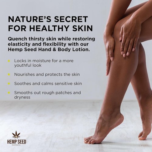 Hemp Seed Hand & Body Lotion - Soothe Dry Skin with Argan & Hemp Seed Oils - Light, Non-Greasy Formula