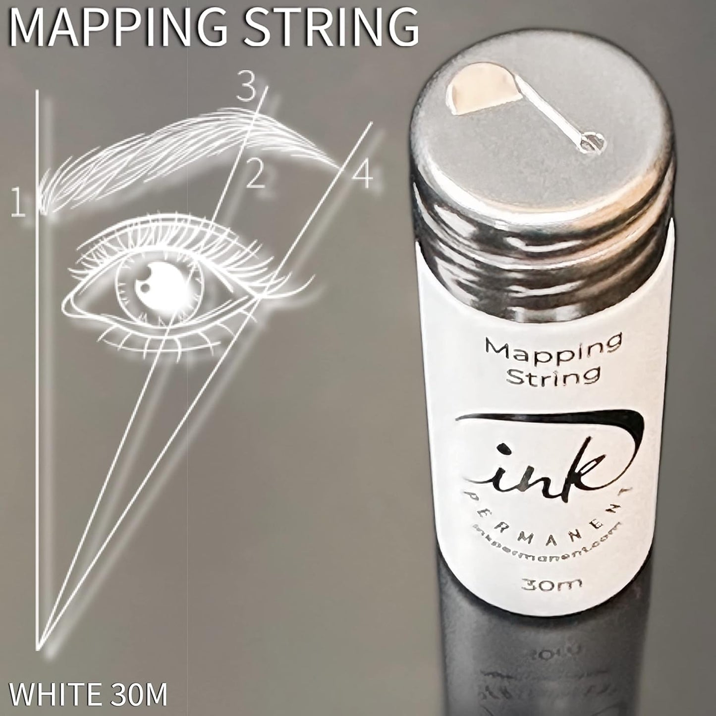 Skiennix Permanent White Brow Mapping String - Pre-Inked 100 Ft for Microblading & Eyebrow Shaping
