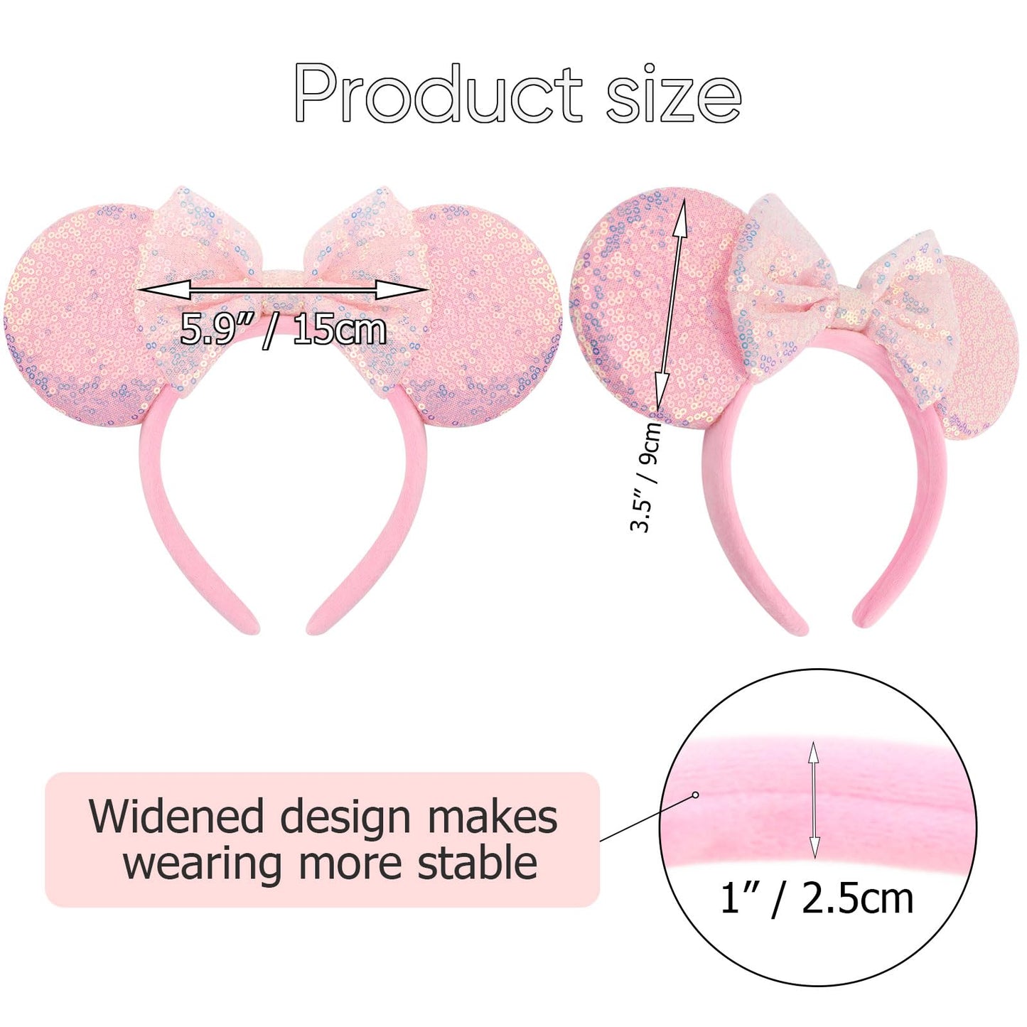 AQOKKA 1 Pcs Mouse Ears Headbands with Bow for Birthday Party, Hair Hoop Party Decoration Cosplay Costume Hair Accessories for Women & Girls