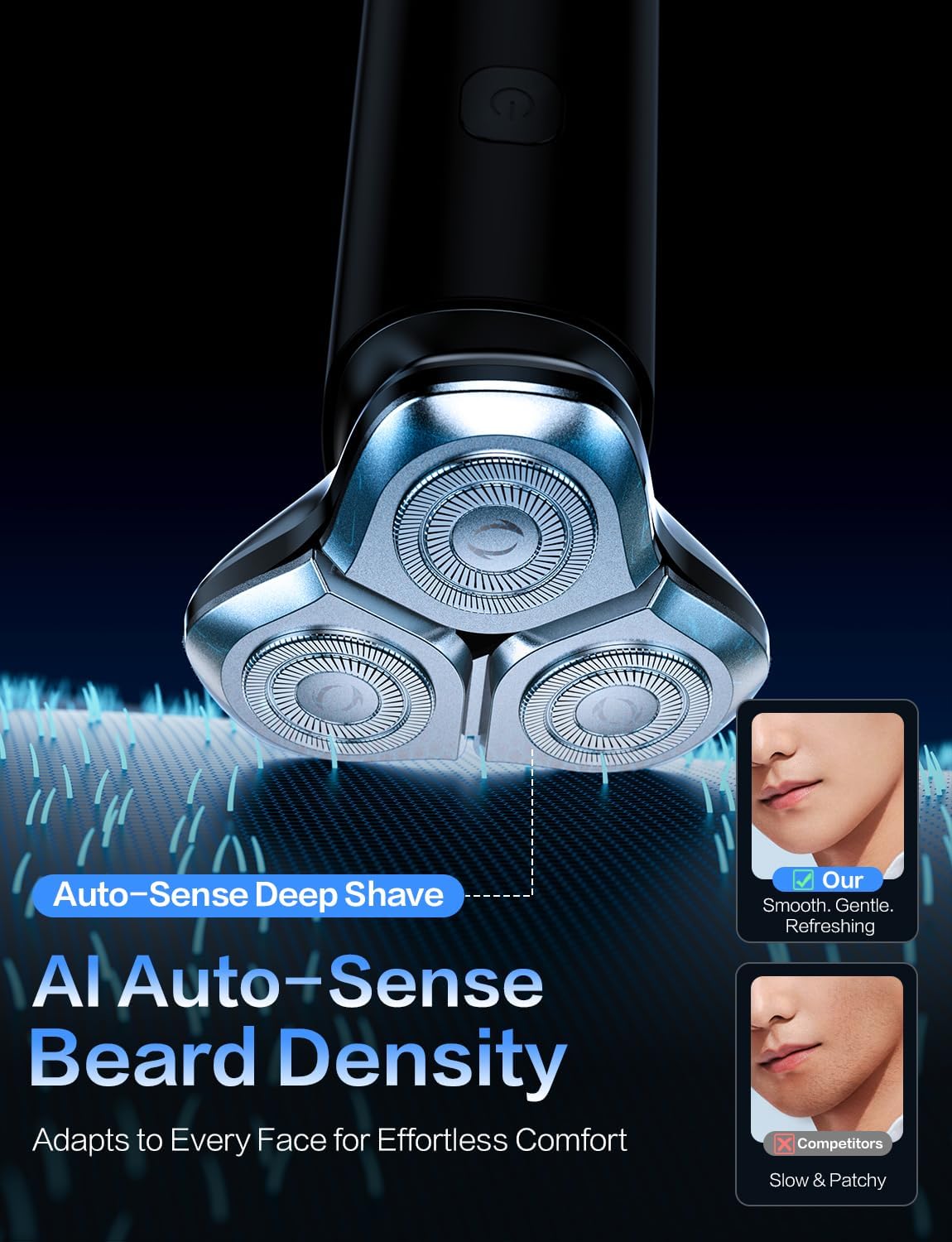 Skiennix Electric Razor for Men - 3-Blade Rotary Shaving System with Touch Switch & LED Display