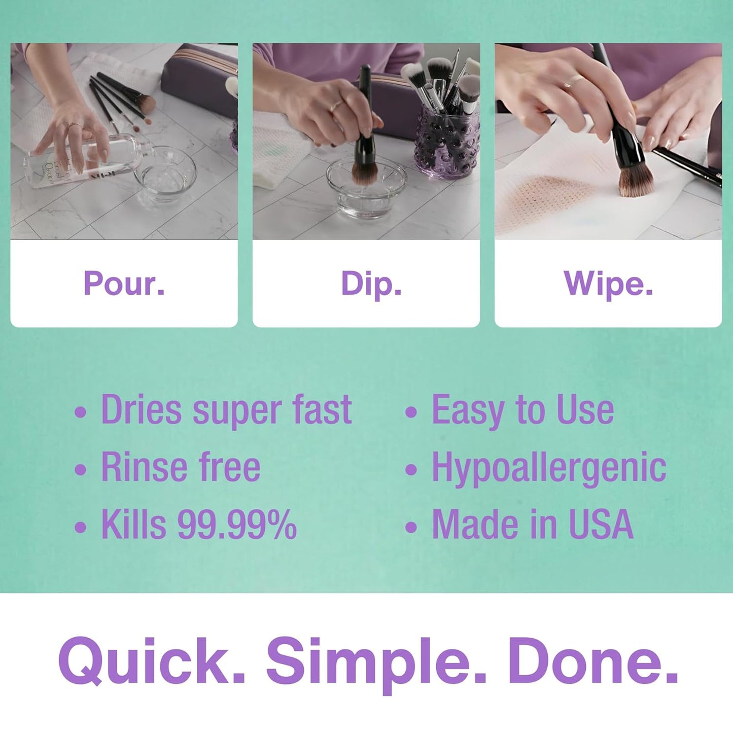 Skiennix Makeup Brush Cleaner - Rinse-Free Deep Clean & Quick Dry - 16 fl oz for Natural & Synthetic Brushes