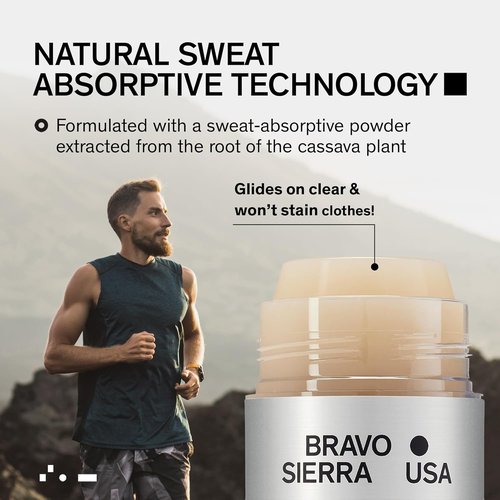 Bravo Sierra Aluminum-Free Deodorant for Men - Natural Citrus & Cedarwood, 2-Pack | Long-Lasting Odor Protection, 3.2 oz