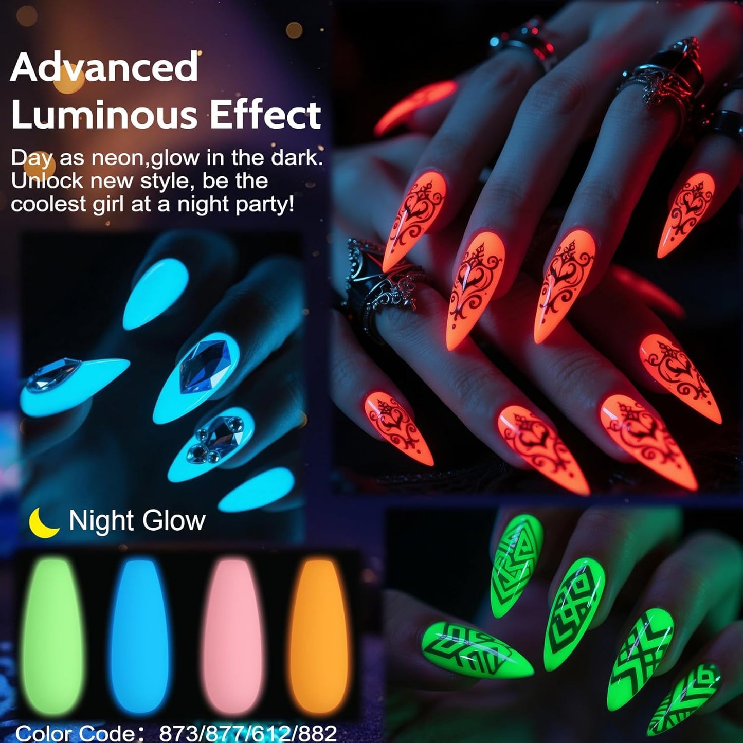 Lavender Violets 49 PCS Gel Nail Polish Set,45 Colors Summer Neon Glow in the Dark Effect with Nail Primer,Builder Base Coat,Glossy,Matte Top Coat Red Jelly Nude Glitter New Year Gifts for Women A950