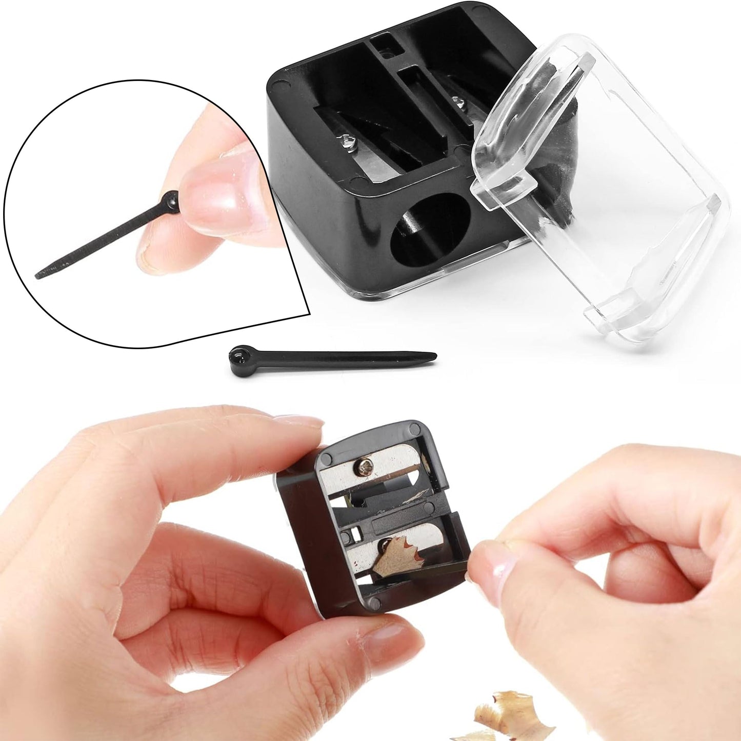 Caliee 3 Pack Makeup Pencil Sharpener 4 in 1 Eyebrow Makeup Sharpening Tool Duckbill Shape Eyebrow Pencil Sharpener Travel-Friendly Cosmetic Pencil Sharpener Set