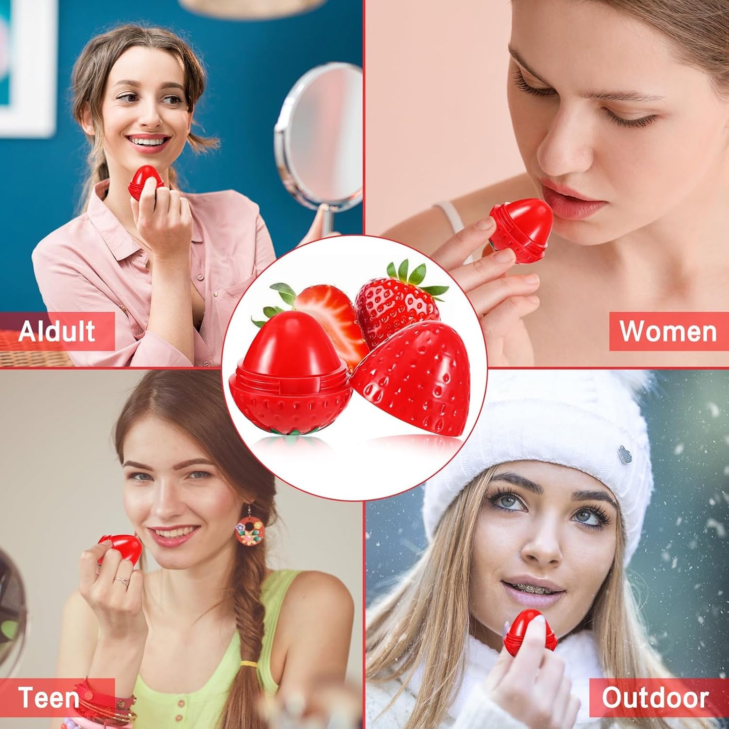 Skiennix Strawberry Lip Balm - 12 Pcs Wrinkle Repair & Moisturizing Hydrating Protectors | Perfect Valentine's Gift