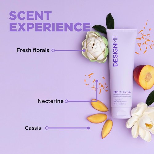 Design.Me FAB.ME Blonde Fortifying Purple Shampoo - Toning Formula for Blonde Hair | Neutralizes Brass & Yellow Tones | Enriched with Hyaluronic Acid