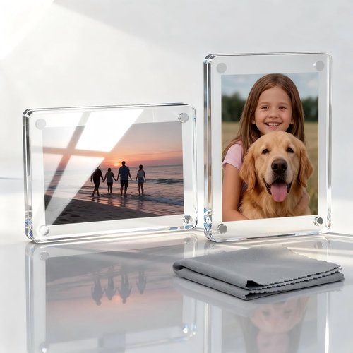 G-Force Crystal Clear Car Visor Photo Frame - 2 Pack Magnetic Clip Holder | Personalized Accessory Gift