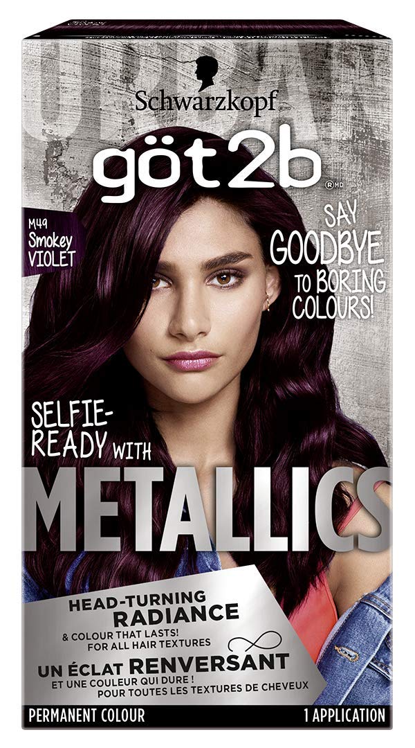 Schwarzkopf Got2b Metallics Permanent Hair Color - M49 Smoky Violet | Vibrant, Long-Lasting Color