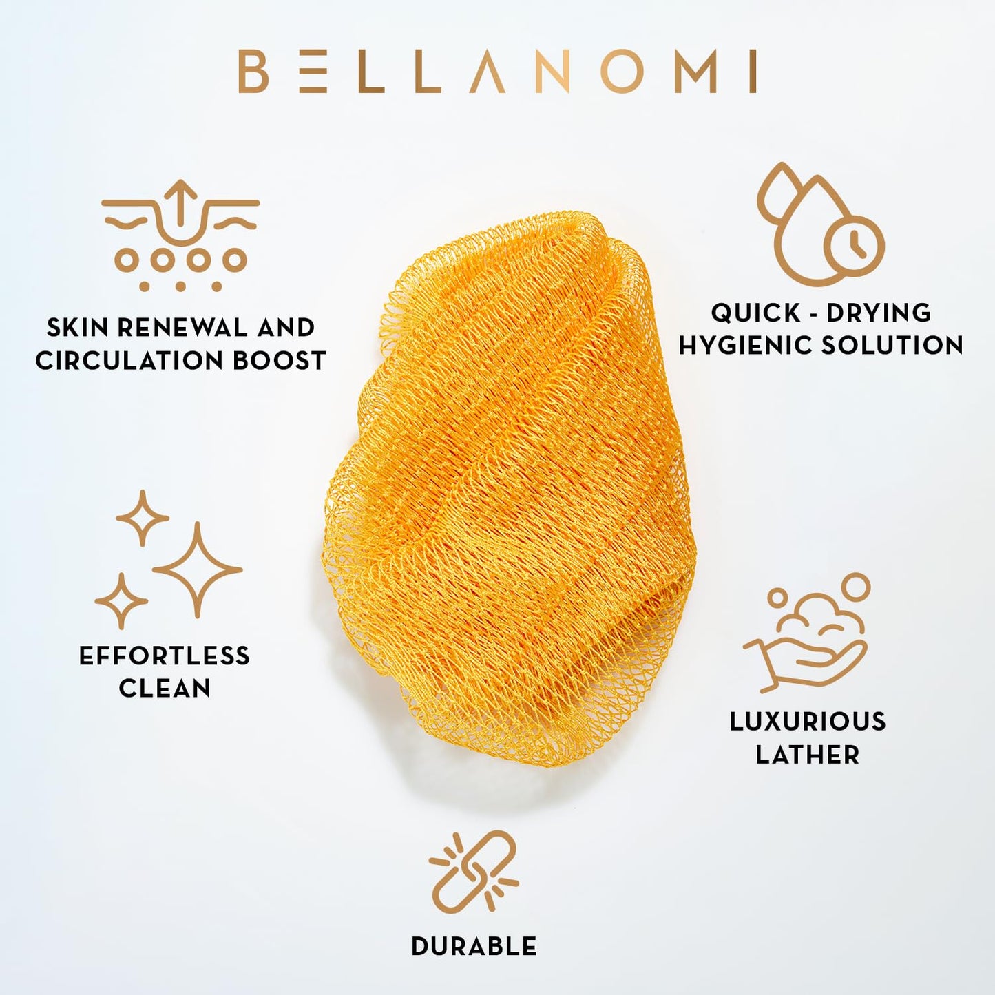 BELLANOMI African Exfoliating Net Sponge, Authentic, Ethically sourced from Nigeria, 45 inches Long, Back Scrubber for Daily use (Black)