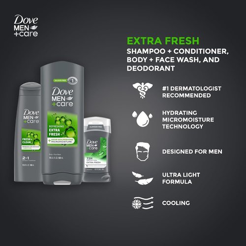 Dove Men+Care Shower Caddy Gift Set - Extra Fresh Body Wash, Deodorant & 2-in-1 Shampoo (4 Pieces)