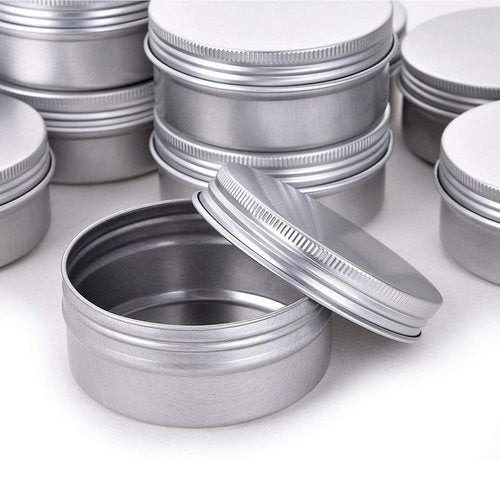 1 Ounce Aluminum Tin Jar Refillable Containers 30ml Aluminum Screw Lid Round Tin Container Bottle for Cosmetic,Lip Balm, Cream, 12 Pack.