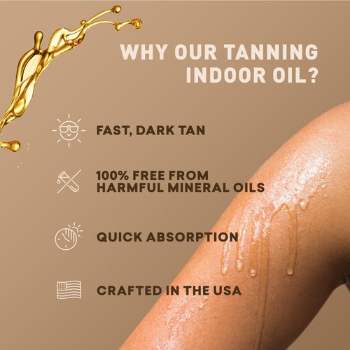 Just Nutritive Indoor Tanning Oil | Natural Tanning Bed Accelerator for Fast, Dark, Long-Lasting Tan | Moisturizing Body Oil with Vitamin E & Botanical Extracts | 8 Fl Oz