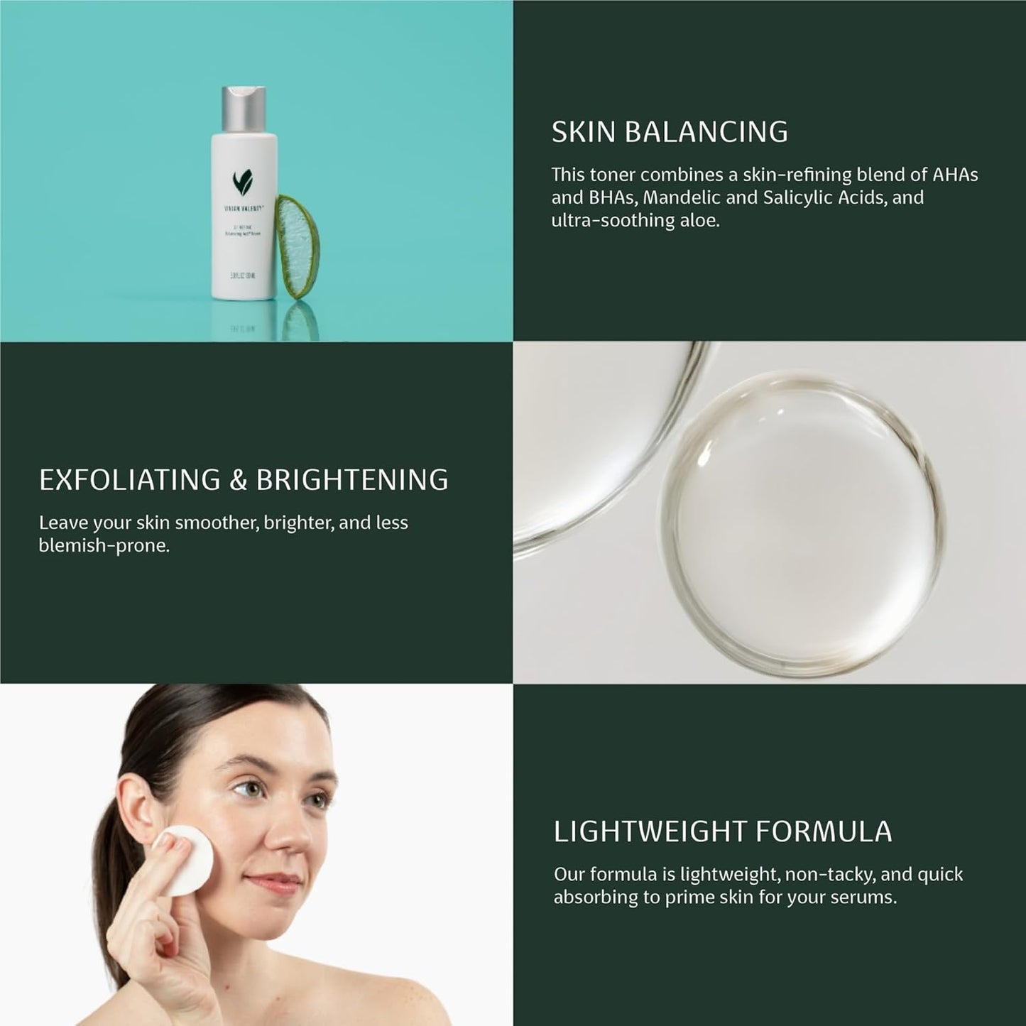 Skiennix AHA BHA Facial Toner - Gentle Daily Exfoliating Formula with Glycolic Acid for Smooth Skin