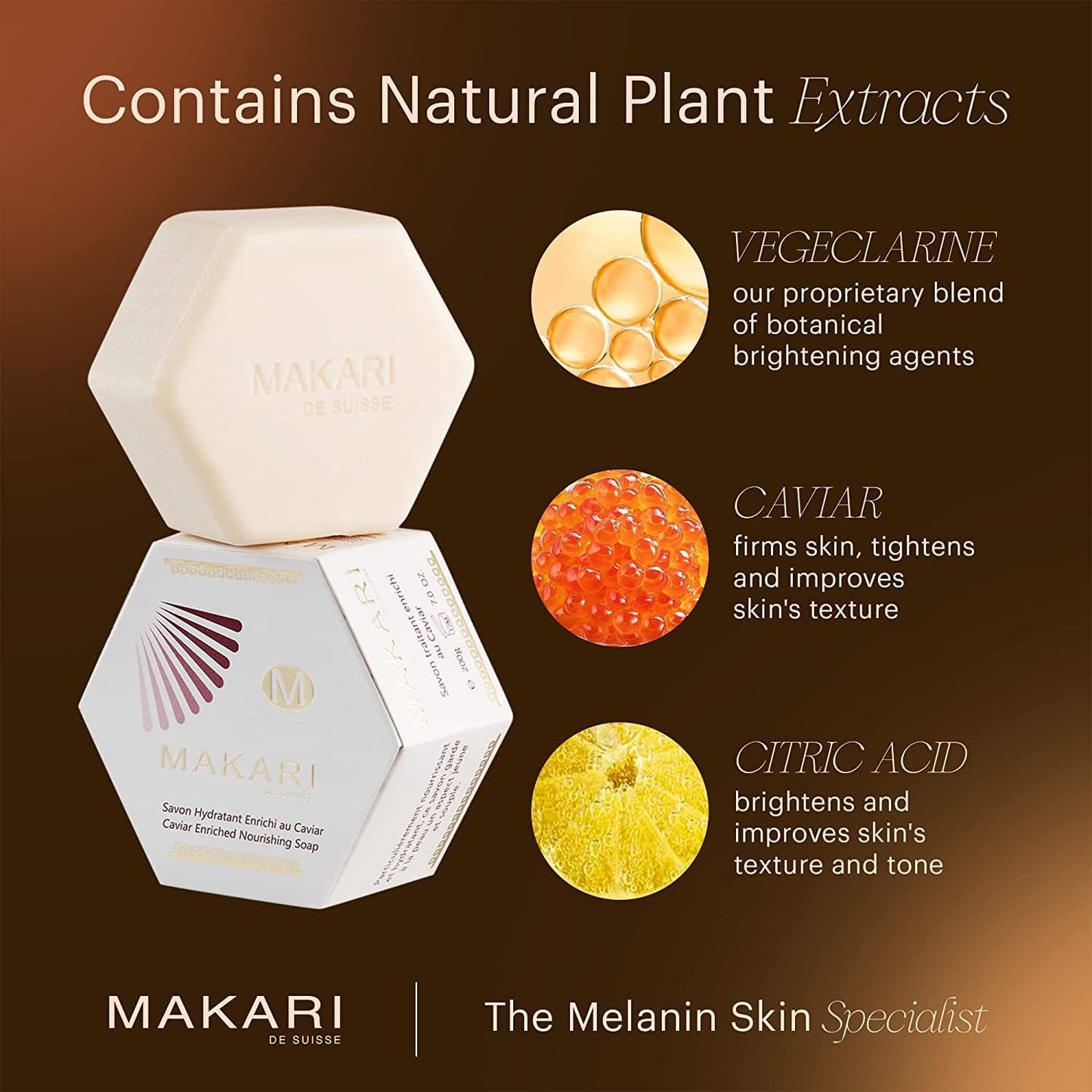 MAKARI Classic Caviar Enriched Treatment Soap 2 Pack (7 oz) | Moisturizing & Brightening Bar Soap for Face & Body | Anti-Aging Cleanser for Fine Lines & Wrinkles