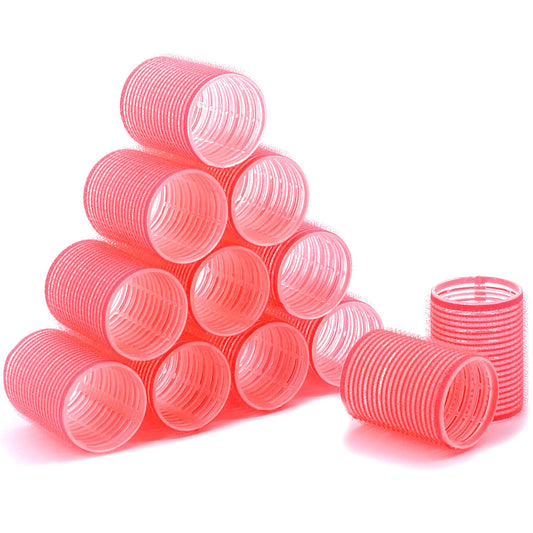 Hair Rollers, 12 Pack Salon Hair Dressing Curlers Self Grip, Hair Curlers for Long Hair, DIY Curly Hairstyle, Colors May Vary, Large