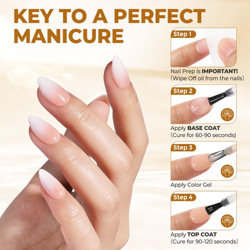 UNA GELLA No Wipe 2PCS Gel Top Coat Base Coat Set, Highly Glossy Top Coat Gel Nail Polish Strengthen and Acid-Free Clear Nail Base Soak Off, Key to Manicure for Her (U V Cure Need)
