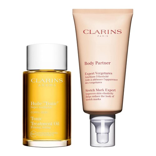 Clarins Tonic Body Treatment Oil & Stretch Mark Expert Bundle | Firms & Tones | Natural Plant Extracts