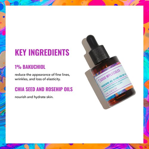 Good Molecules Bakuchiol Oil For Dry Skin - Ultra Hydrating Natural Blend with Bakuchiol and Rosehip Oil, Promotes Collagen Production, Moisturizing Face Oil