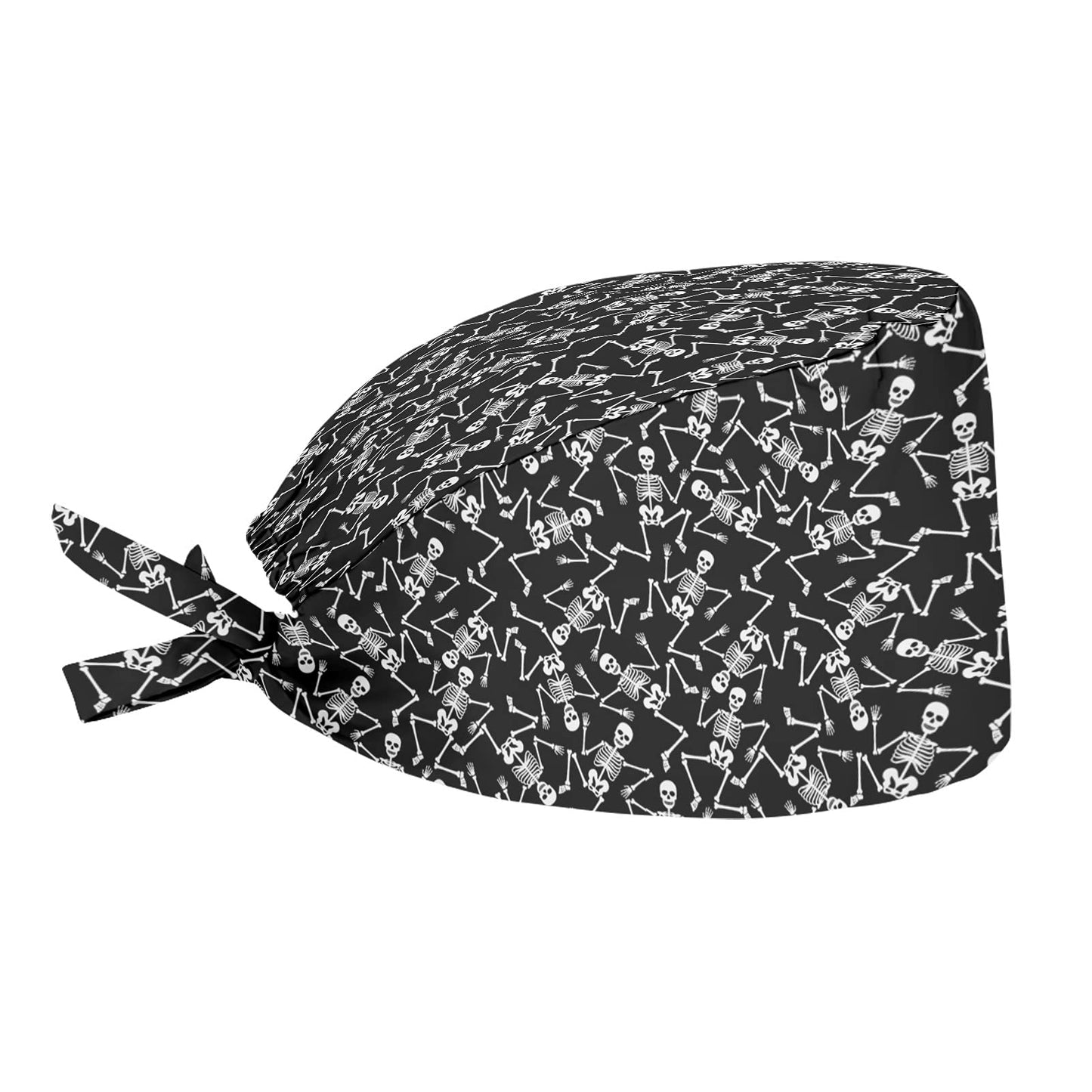 JEOCODY Dancing Skeleton Print Cap, Working Cap Shower Hat with Sweatband Breathable Headgear for Women/Men