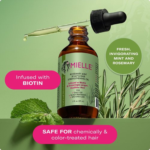 Mielle Organics Rosemary & Mint Hair Oil - Strengthening Biotin Formula for Frizzy Hair | 2 Ounce