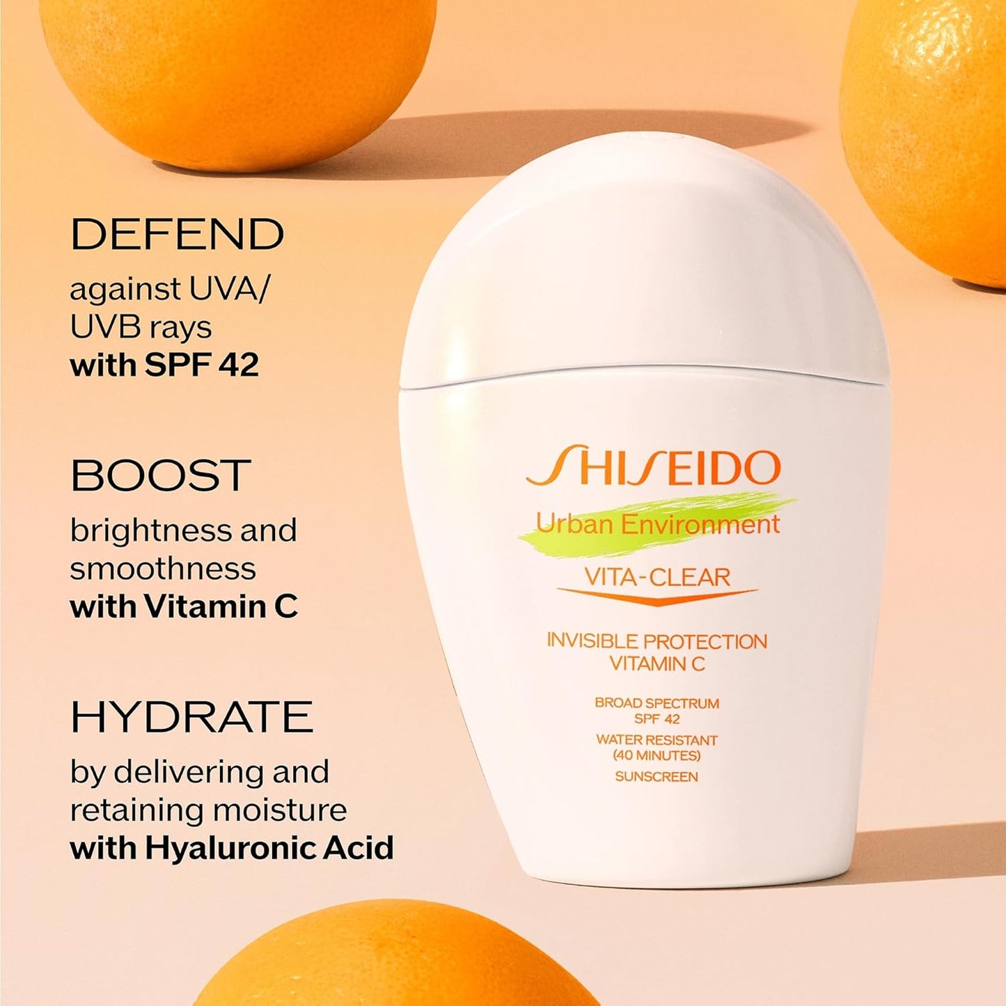 Shiseido Urban Environment Vita-Clear Sunscreen SPF 42 | Invisible Formula with Vitamin C - 30 mL
