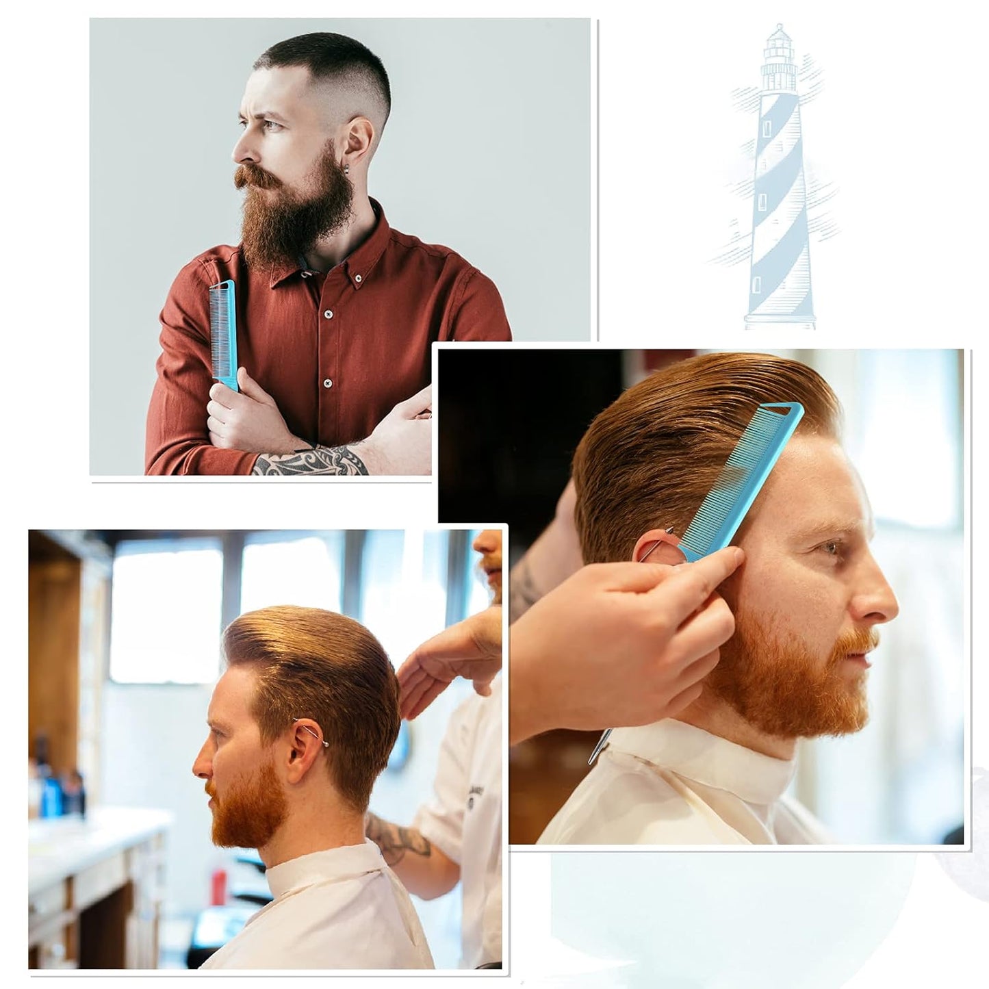 Rat Tail Combs Set: 3-Pack Teasing Styling Combs with Long Steel Pins for Women, Parting Combs for All Hair Types (Black)