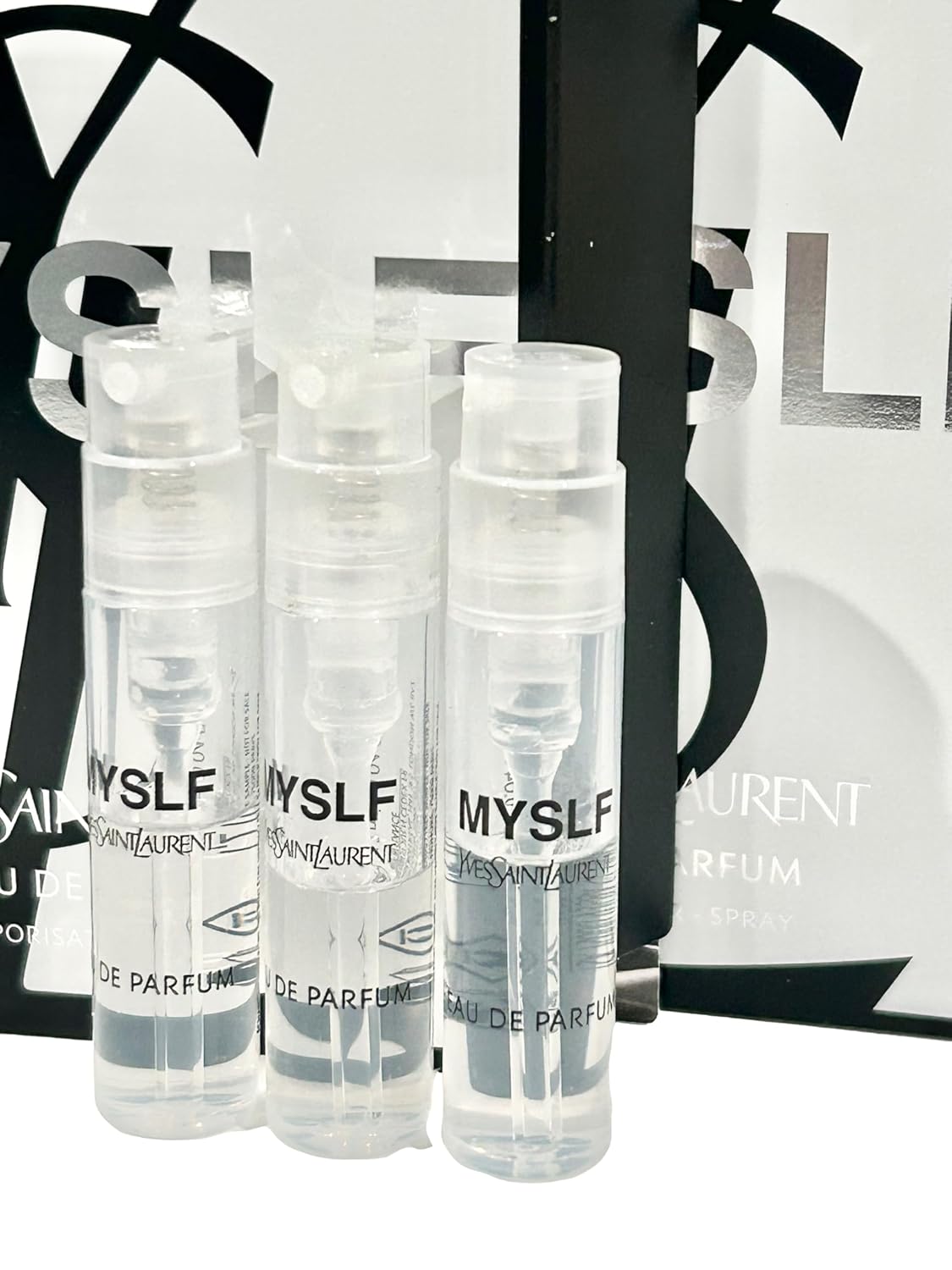 Yves Saint Laurent MYSLF Sample Spray Perfume - Trial Size Vials 1.2 ml | Set of 3, Black