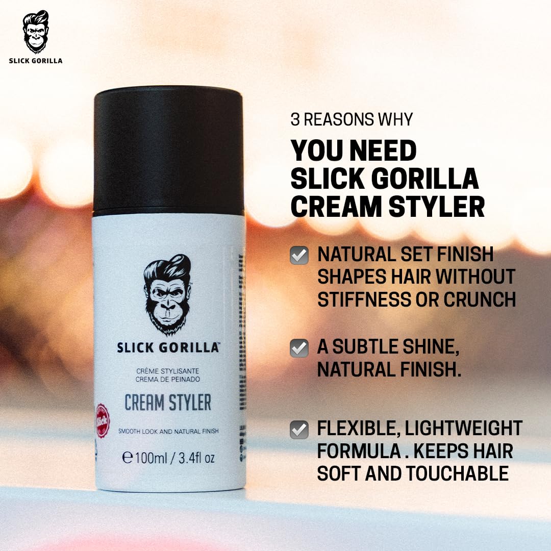 Slick Gorilla Hair Styling Cream - Lightweight Flexible Hold | Smooth Frizz Control | 3.38 fl oz