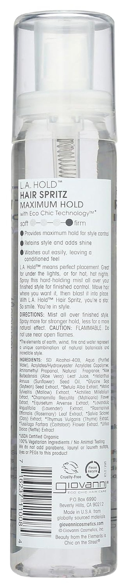 GIOVANNI L.A. Hold Hair Spritz - Maximum Hold Styling Spray, Lightweight & Sulfate-Free | 5 oz