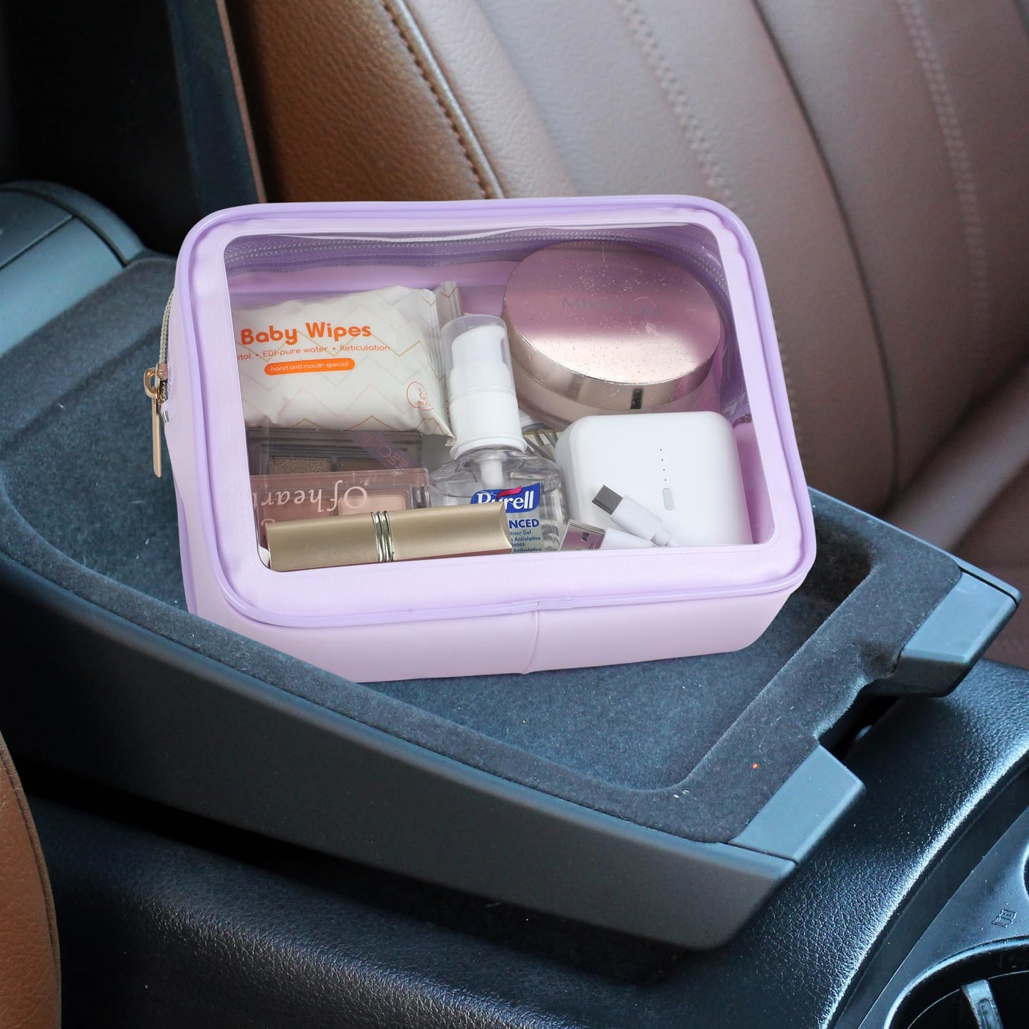 PACKISM TSA Approved Toiletry Bag - Amazing Color-Edged Clear Makeup Bag, 3 Pack in Spacious Space, Reusable Clear Toiletry Bags with Great Value, Purple