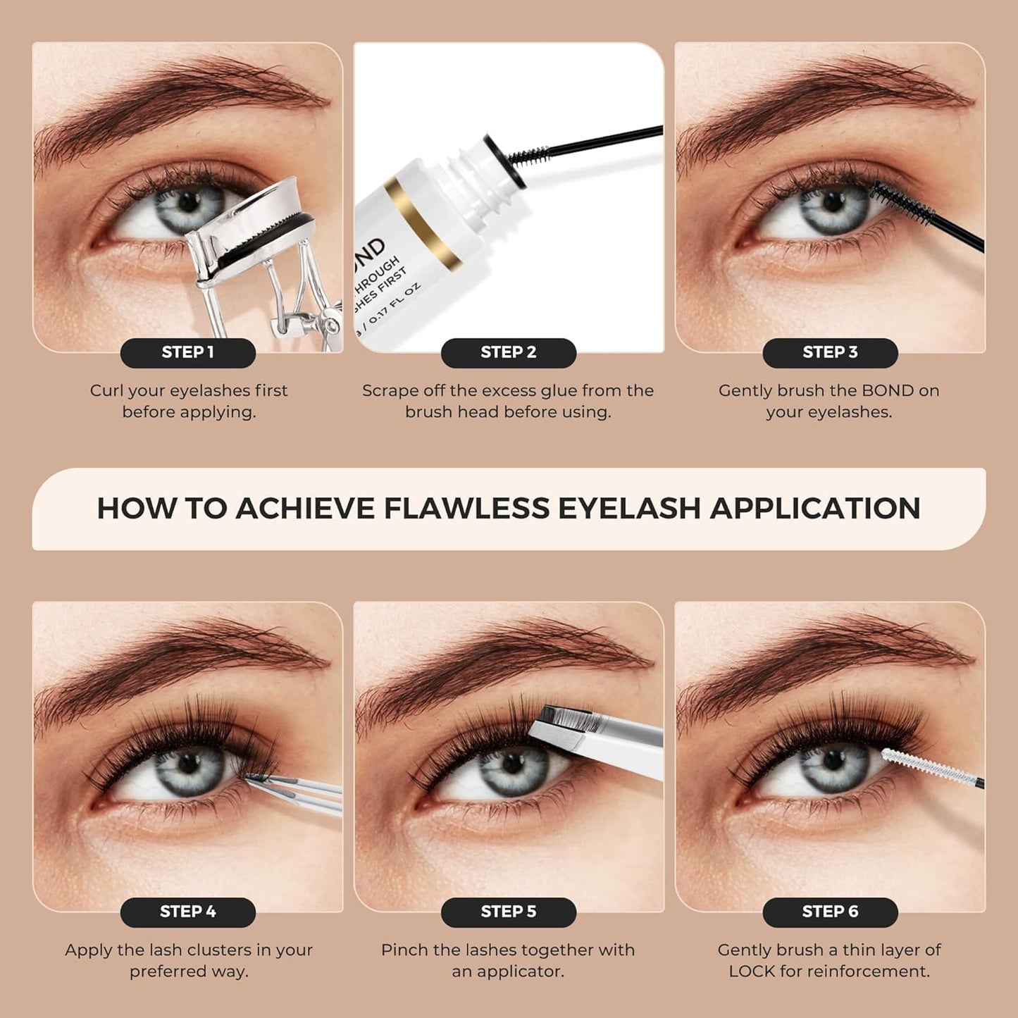 LASHVIEW Lash Extension Clusters - 168pcs Natural Look Lash Clusters Extensions with Waterproof Latex Free Bond and Seal Glue, 9-16mm Mix (56D)