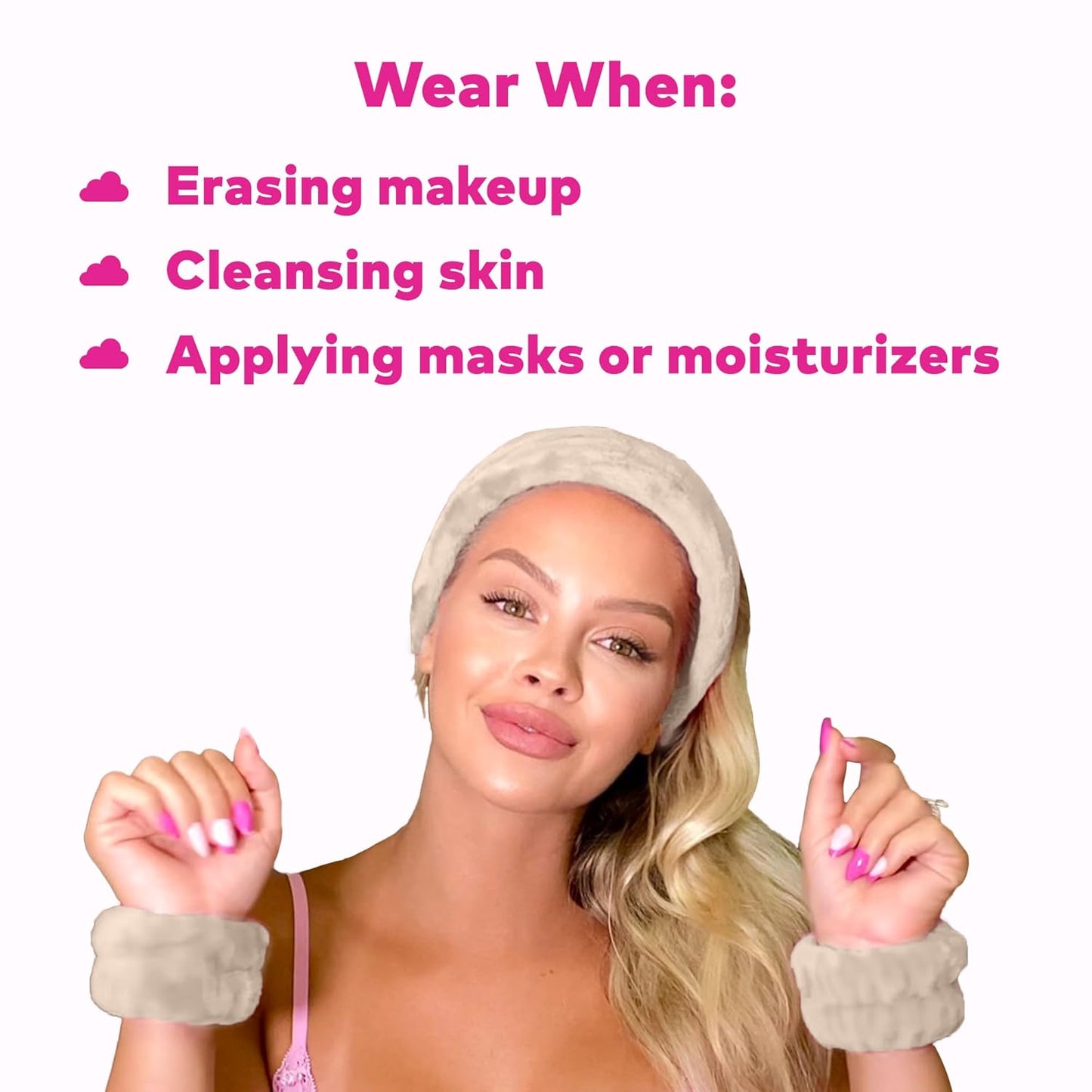 The Original MakeUp Eraser Drip Eraser Set - Absorbent Headband & Wristbands for Spa Use | One Size Fits Most