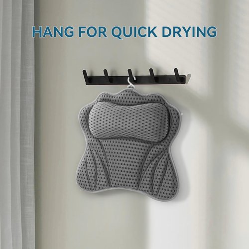 Bath Pillow Bathtub Pillow, Ergonomic Luxury Bath Pillows for Tub, Bath Tub Pillows for Head and Neck, with Soft 4D Mesh Fabric and Non-Slip Suction Cups, Relaxing Bath Accessories, All Bathtubs