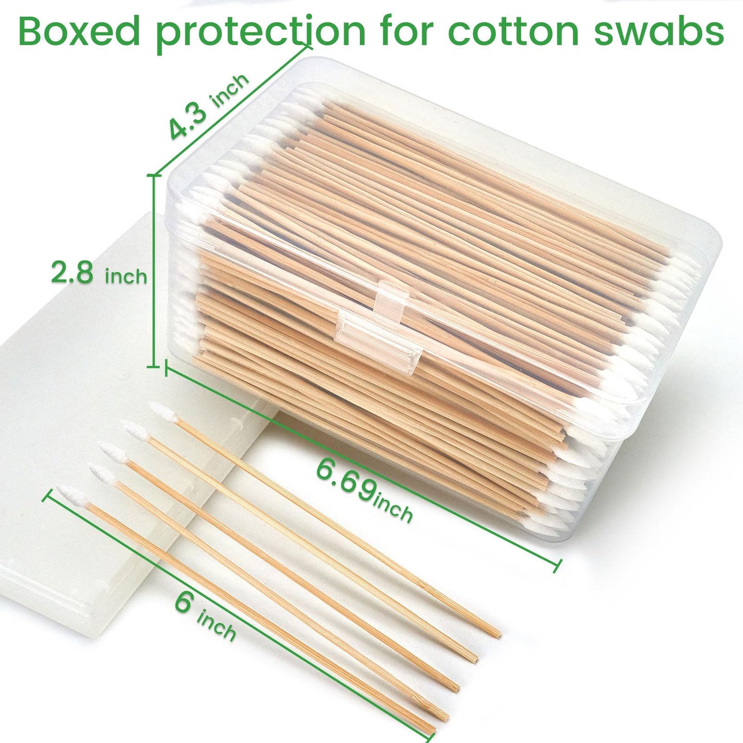 Precision Long Cotton Swab 500 Count, Pointed Cotton swabs 6 Inch- Biodegradable Bamboo Cotton Swabs - Versatile Cotton Tipped Applicators for Intricate Work Gun Cleaning Makeup Nails