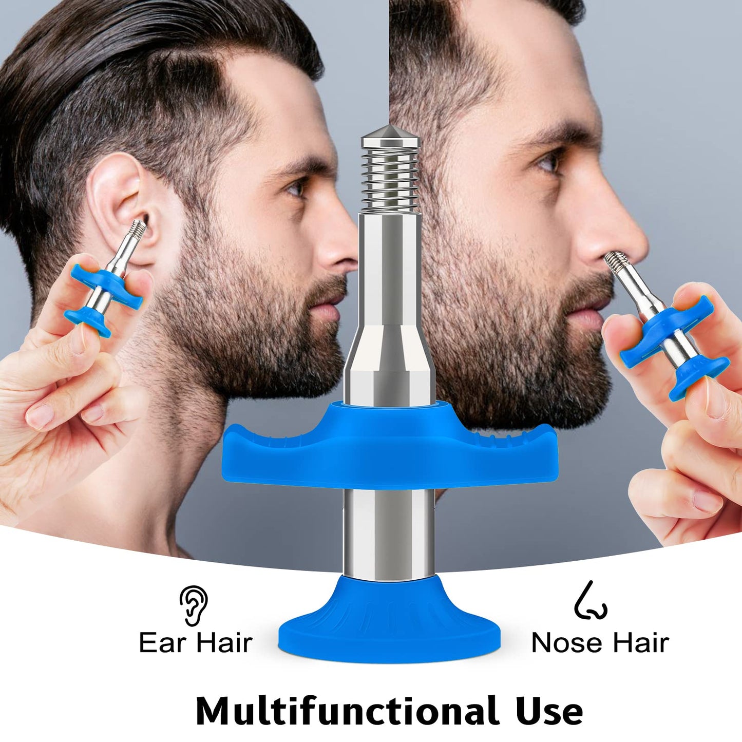 Esznuoky Nose Hair Ear Hair Removal, Upgraded Manual Hair Trimmer for Men&Women, Stainless Steel Hair Remover Waxing Kit(Blue)