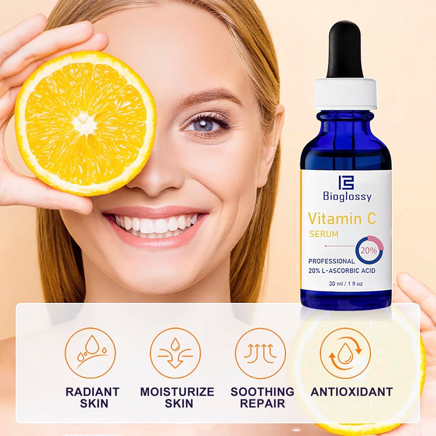 Skiennix Vitamin C Serum 20% - Professional Anti-Aging Face Serum for Radiant Skin & Reduced Fine Lines