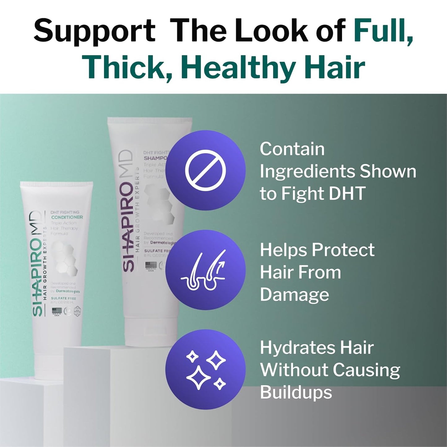 Shapiro MD Hair Growth Shampoo & Conditioner - DHT Fighting Vegan Formula for Thinning Hair