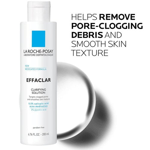 La Roche-Posay Effaclar Acne Toner - Salicylic & Glycolic Acid for Oily Skin | Pore Refining Exfoliant