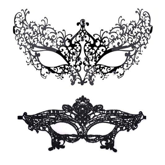 MYMENU Masquerade Mask for Women Shiny Rhinestone Venetian Party Prom Ball Metal Mask (Flower)