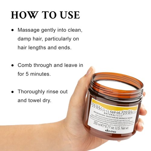 Davines Naturaltech Nourishing Miracle Mask - Hydrating & Restructuring Treatment for Dry Hair | 8.45 Fl Oz