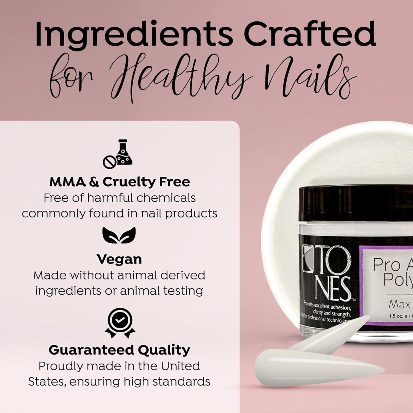 Tones Pro Acrylic Nail Powder - Max White Creamy Off-White (3.5 Fl Oz) | Long-Lasting Non-Yellowing Polymer for Salon Quality Extensions & 3D Art