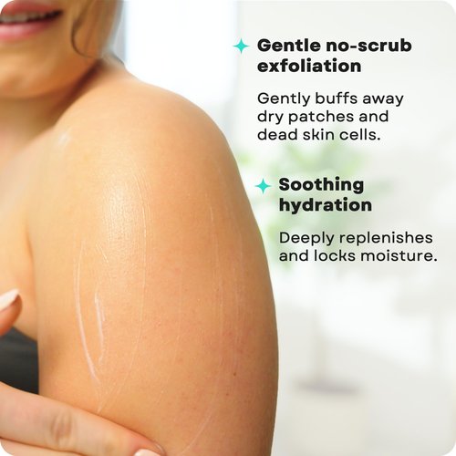 AmLactin Calm & Renew Lotion - Therapeutic Body and Face Moisturizer for Sensitive Skin - No-Scrub Exfoliator and Body Lotion for Dry Skin with Lactic Acid AHA and Soothing Ginger Root, 14.1 oz