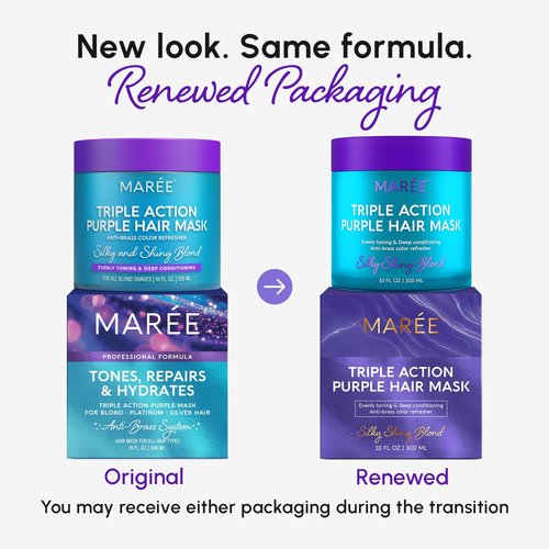 MAREE Deep Conditioning Purple Hair Mask - Toner for Brassy Blonde & Silver Hair - Keratin Repair Treatment